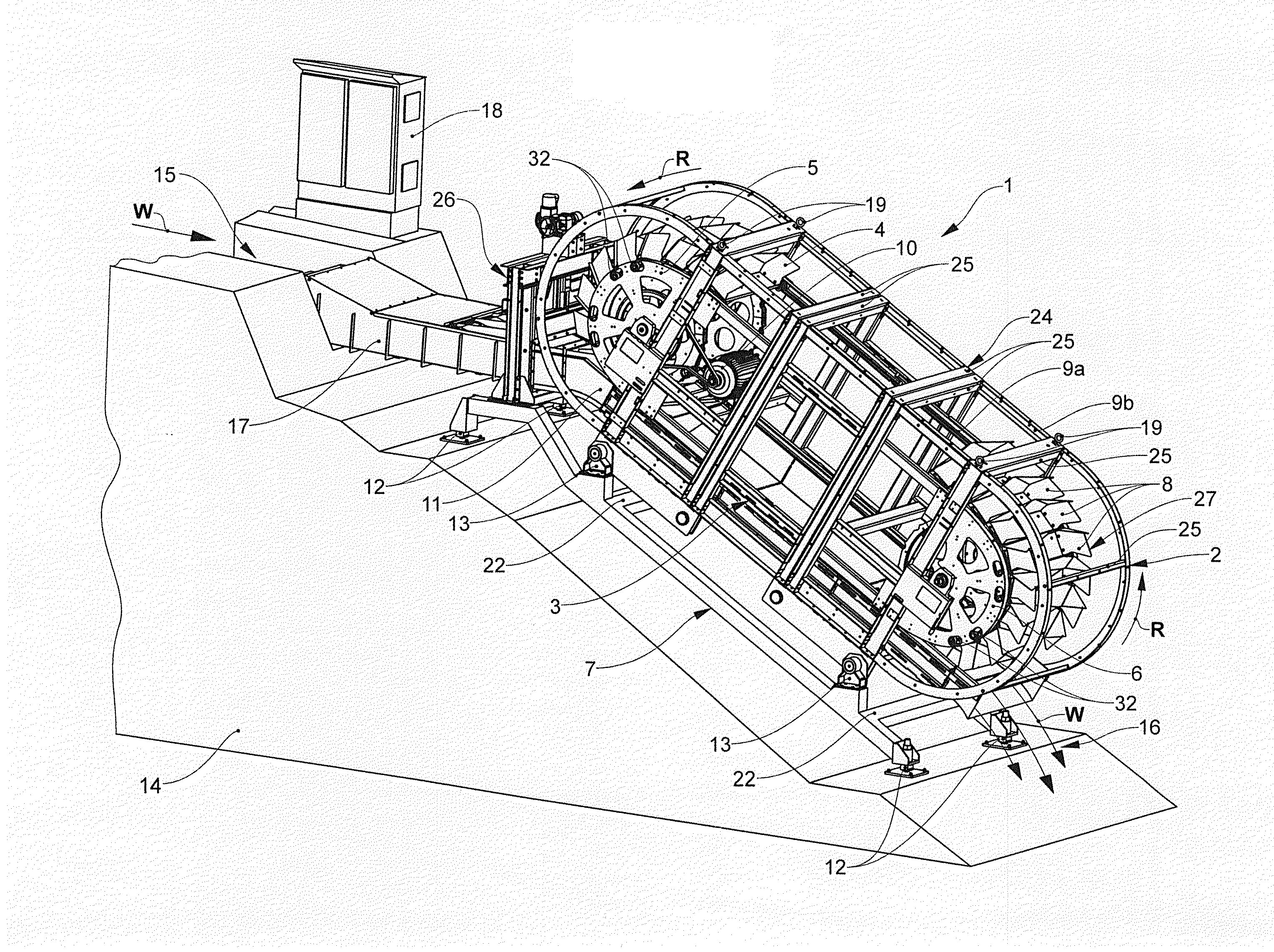 Device for tapping electrical energy from hydropower