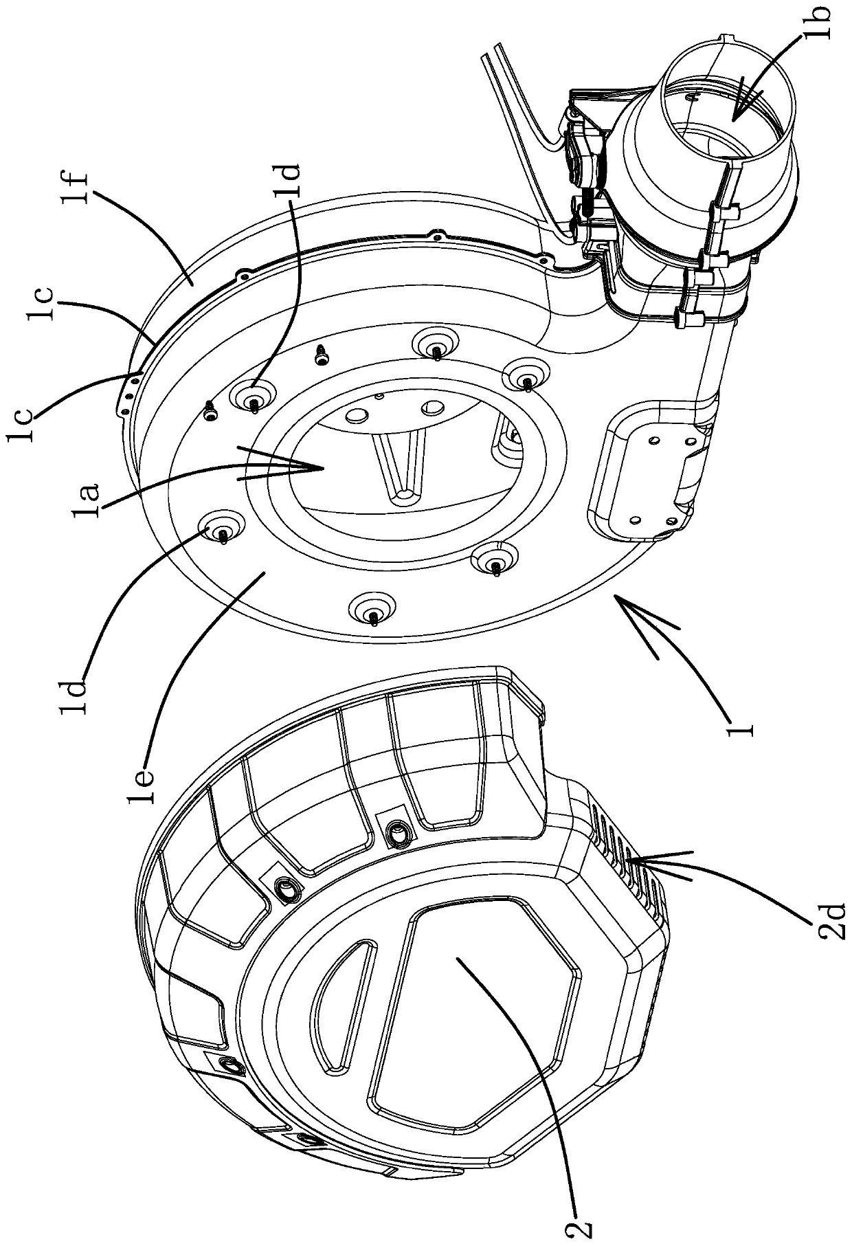 Blower housing component of garden blower