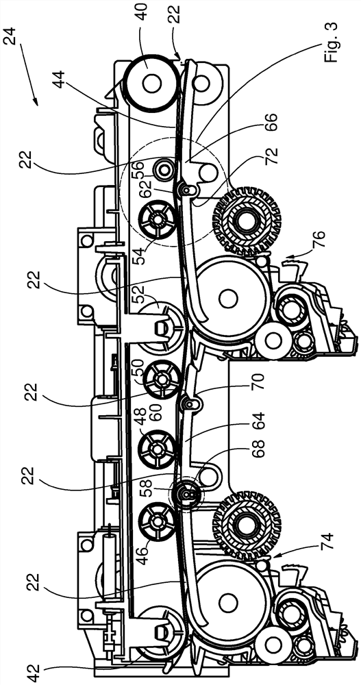 Device for transporting value documents