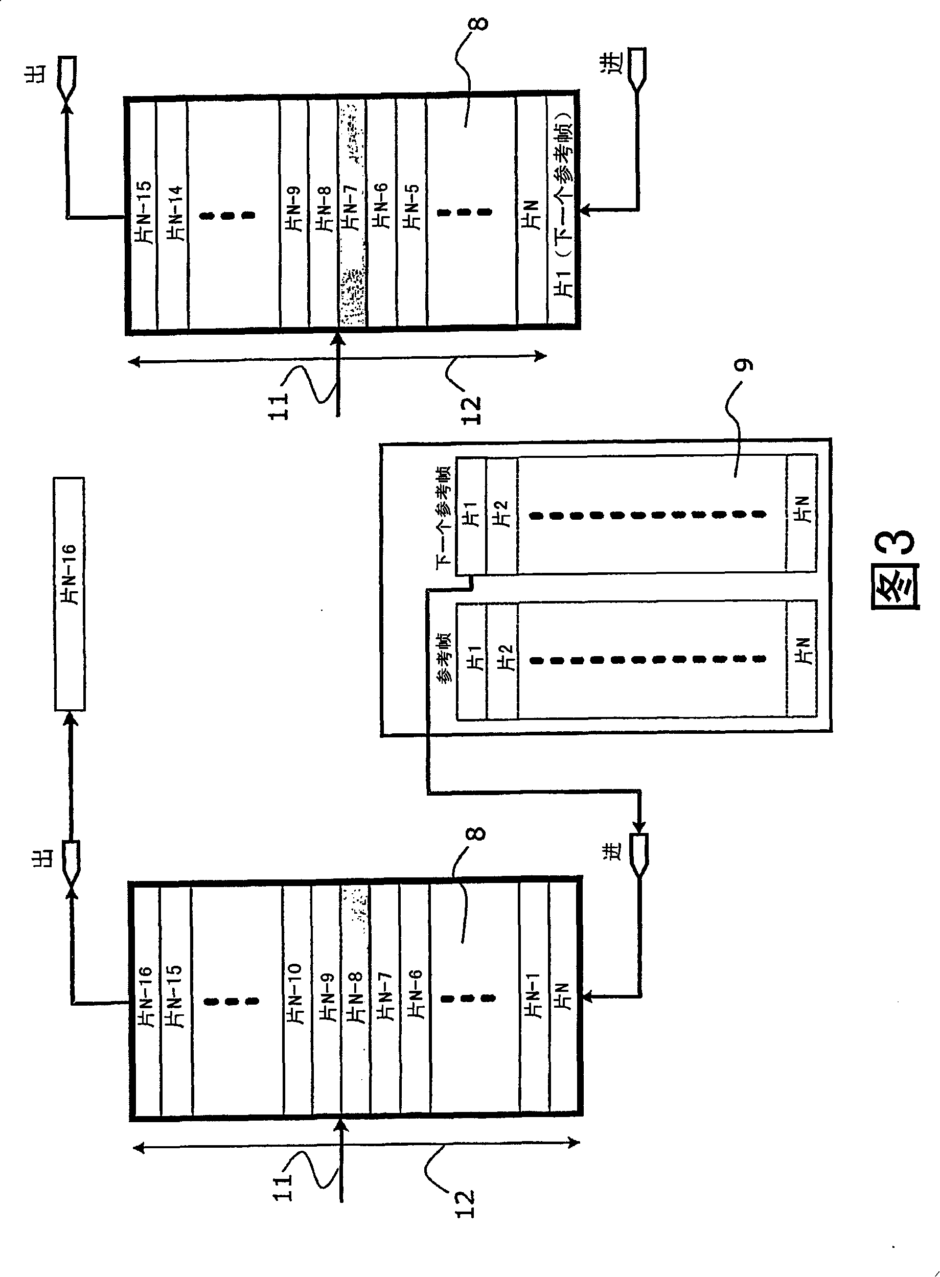 Video decoder with scalable compression and buffer for storing and retrieving reference frame data