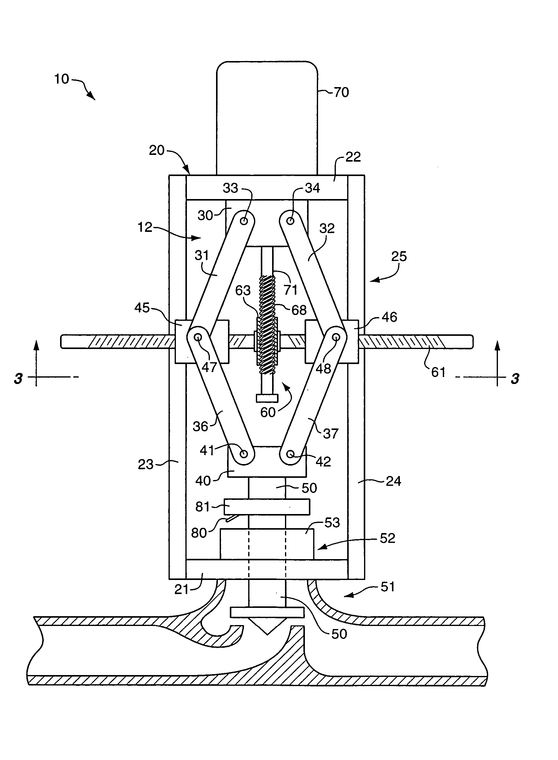 Scissor thrust valve actuator