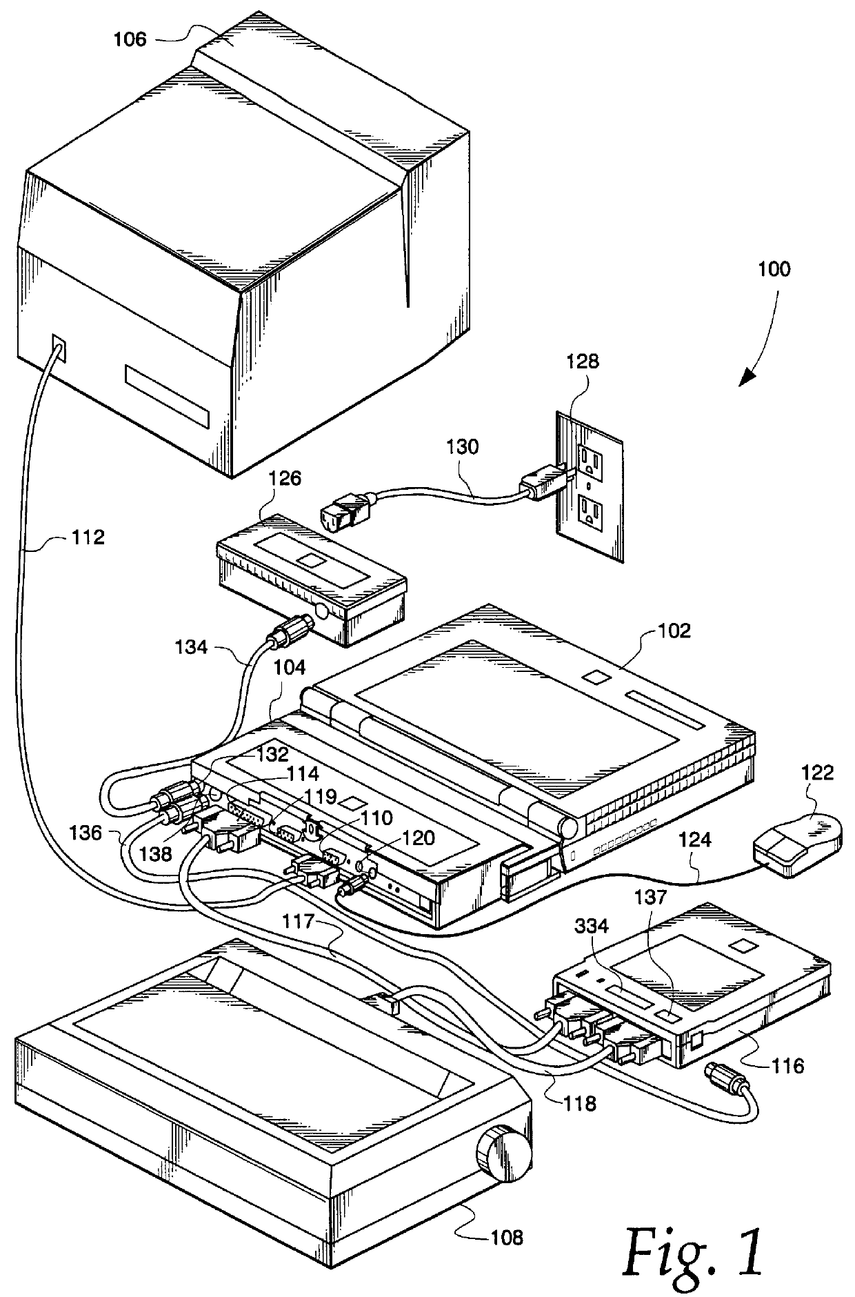 Modular portable personal computer having bays to receive interchangeable modules