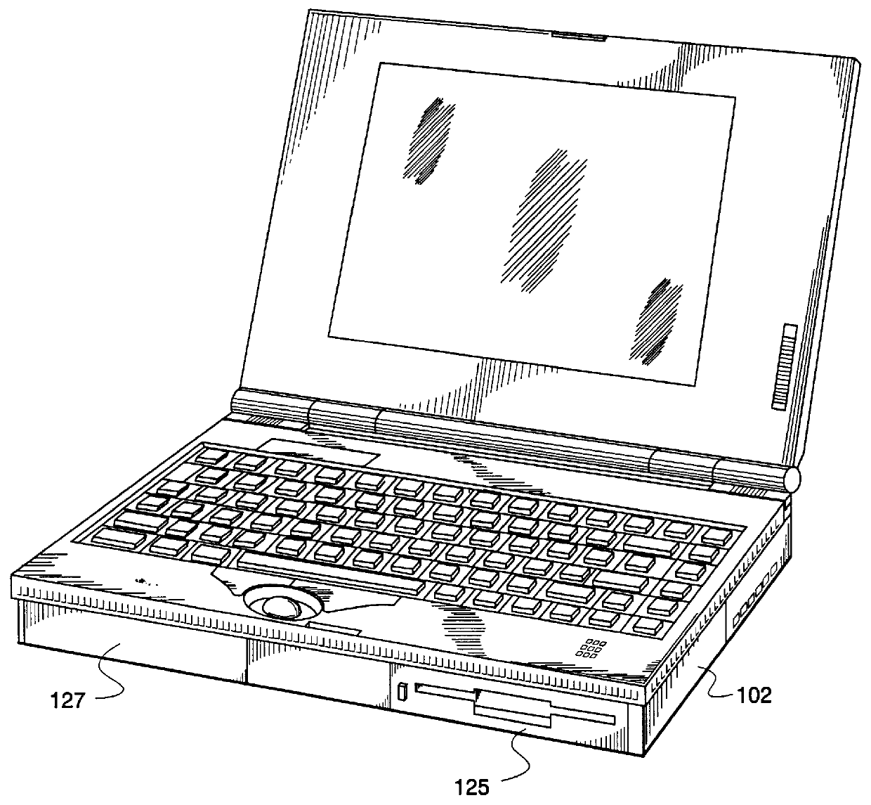 Modular portable personal computer having bays to receive interchangeable modules