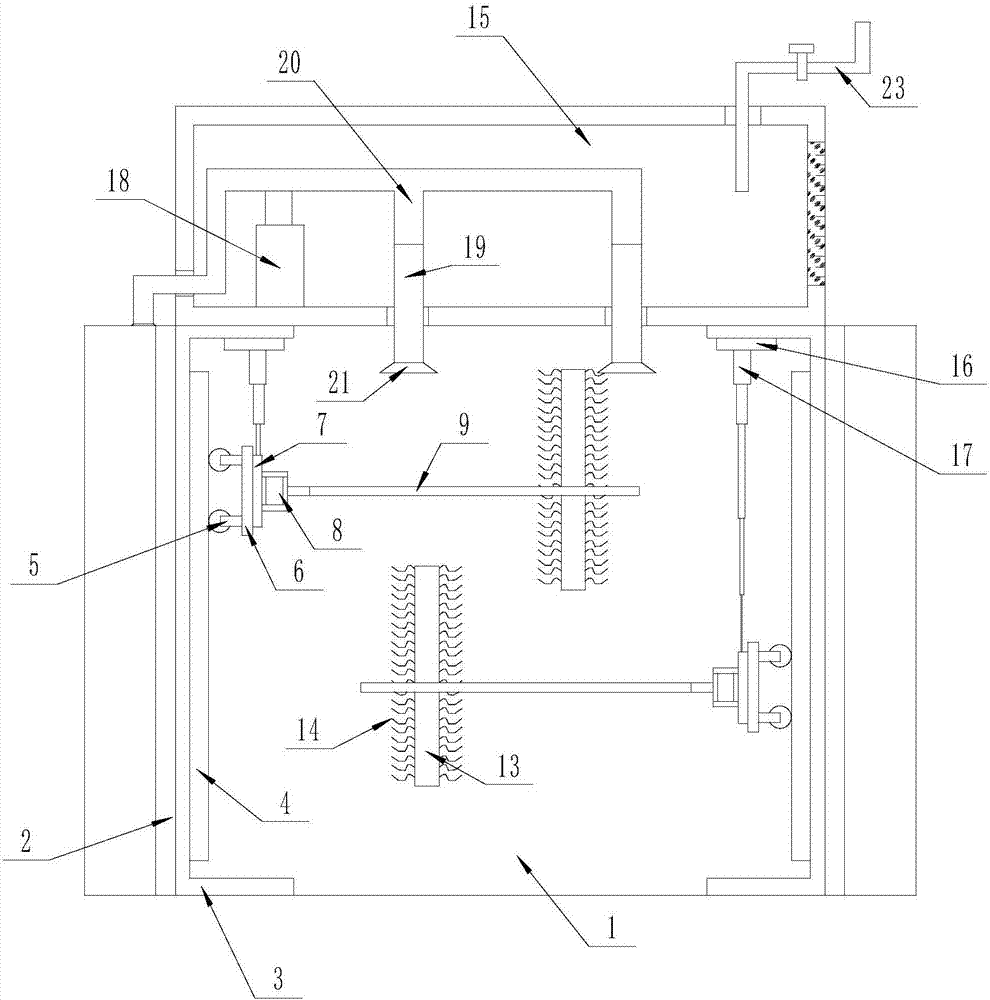 Outdoor glass cleaning device for added elevator