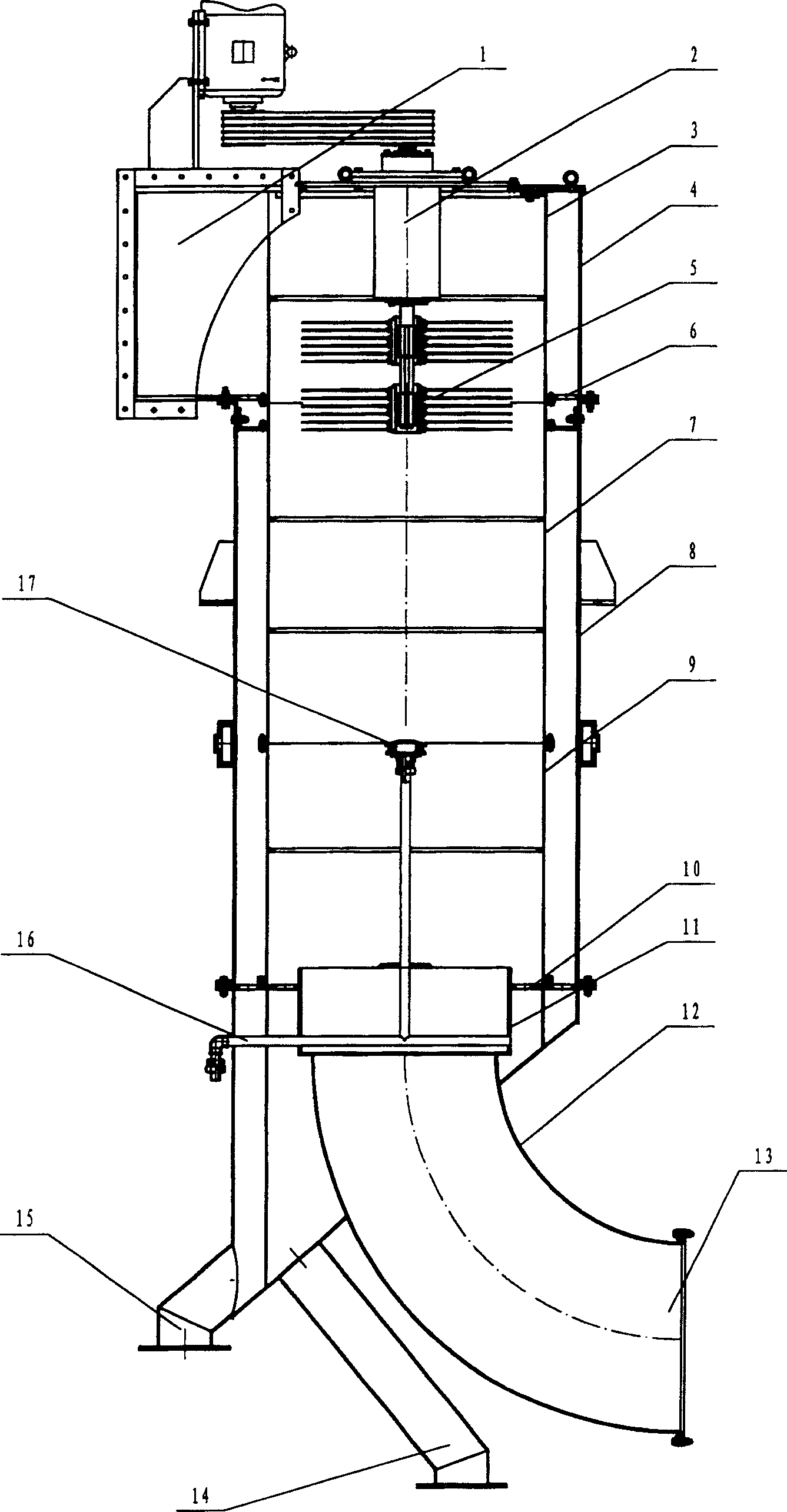 Axial-flow type coupled filtering centrifuge