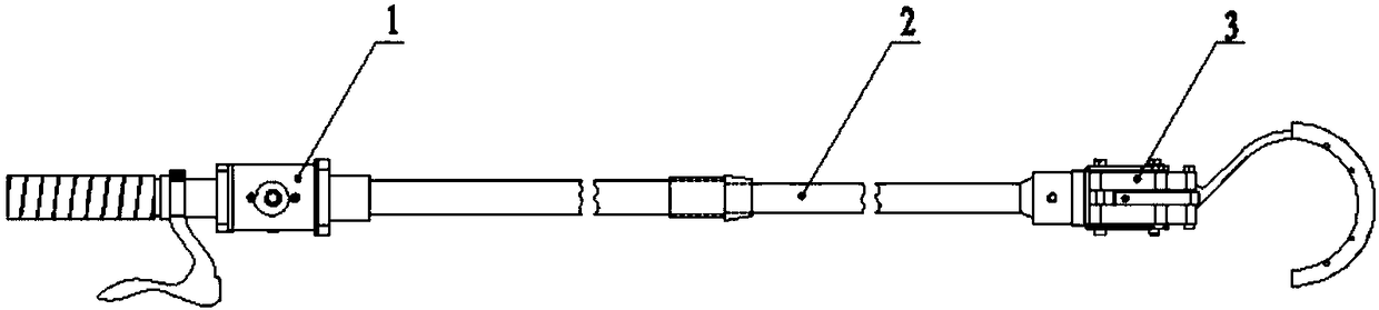 Extensible fruit picking mechanical device driven by rope