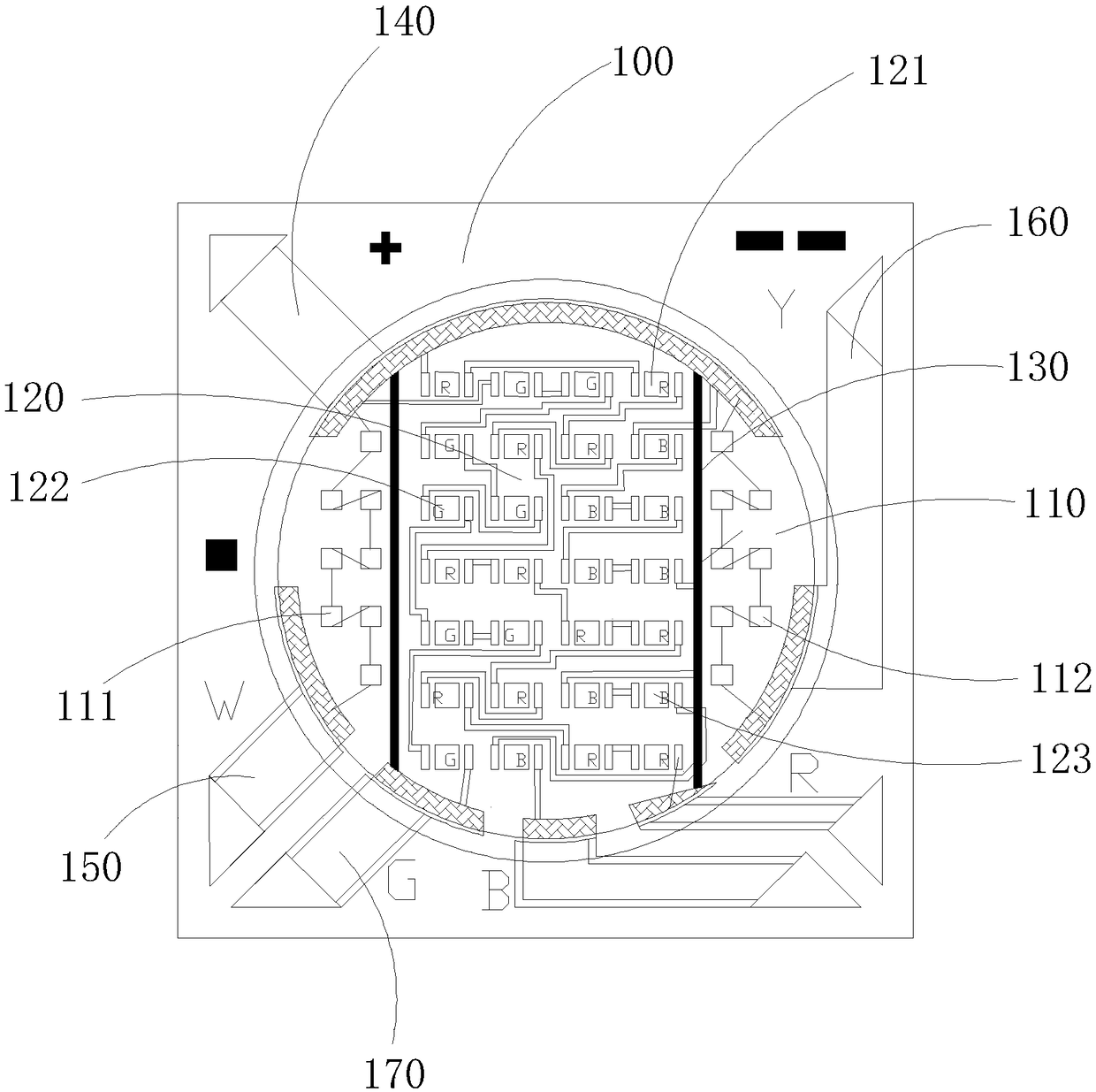 Multicolor adjustable light-emitting diode (LED) structure