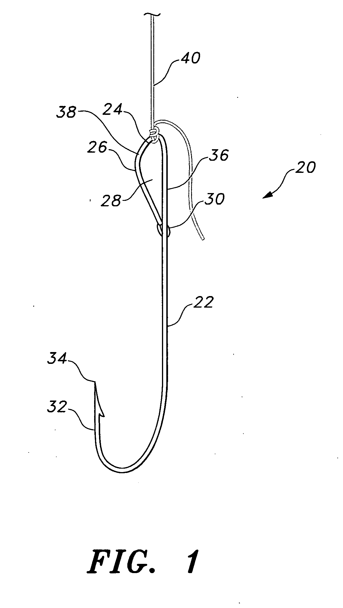 Fishing hook and method for attaching a snell to a fishing hook