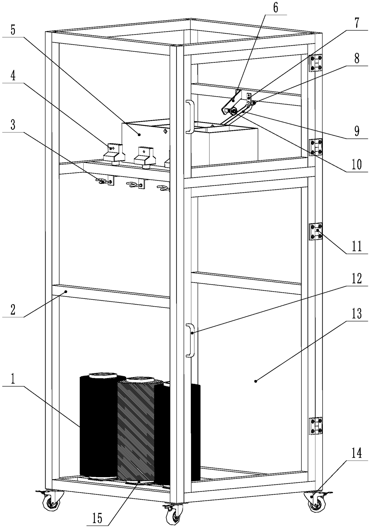 Warping creel of automatic weaving machine for weaving and molding carbon fiber three-dimensional fabric