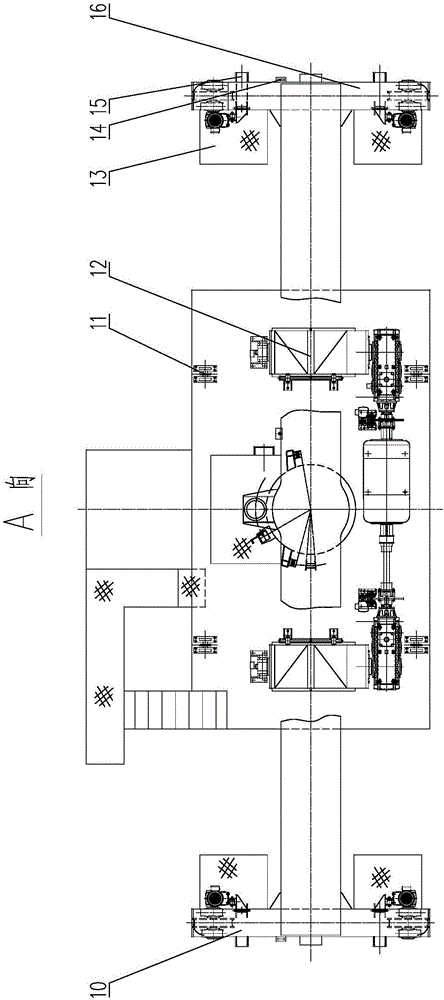 Rail type container portal crane lifting and rotating trolley