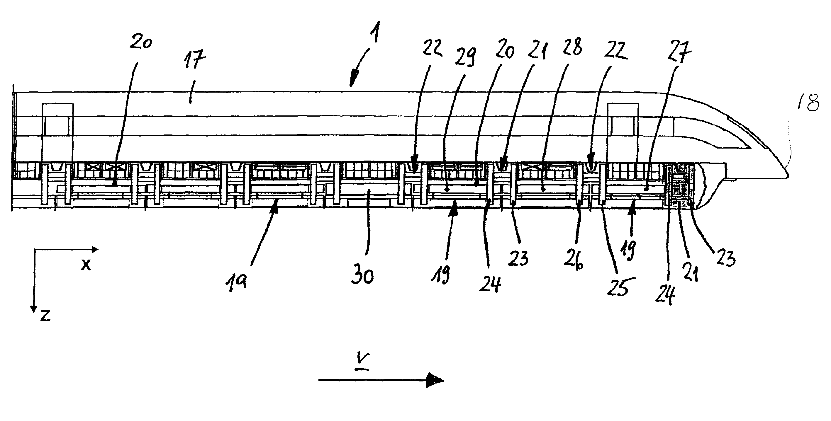 Magnetic levitation vehicle with at least one magnetic system