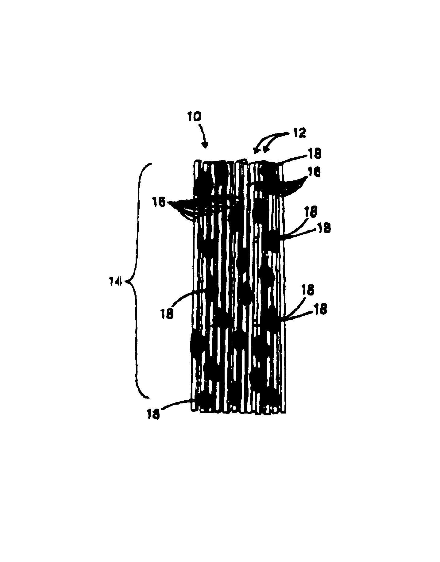 Flexible fabric from fibrous web and discontinuous domain matrix