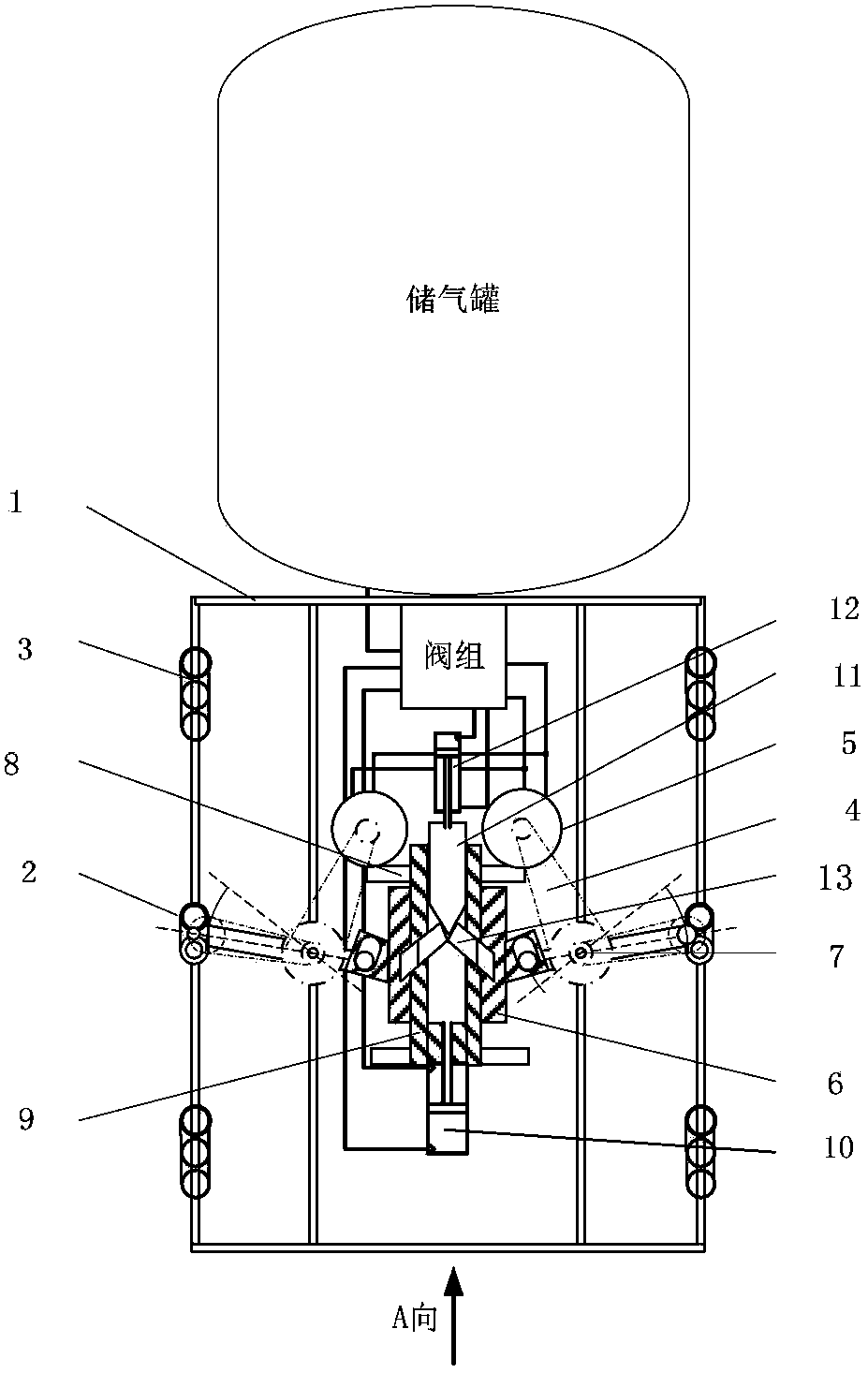 Pneumatic-crawler traveling mechanism in pipeline