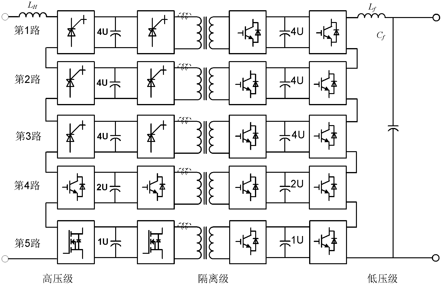 Hybrid cascade multilevel electronic power transformer