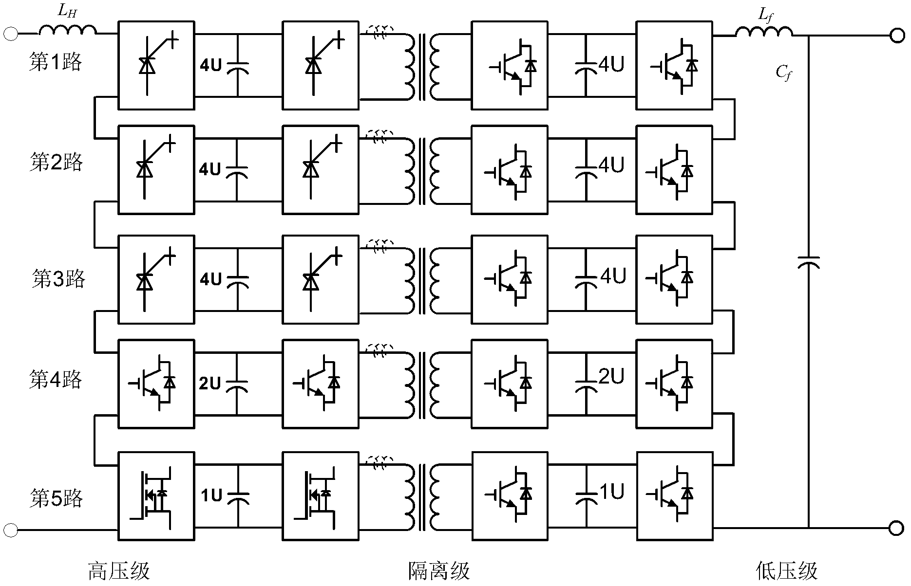 Hybrid cascade multilevel electronic power transformer