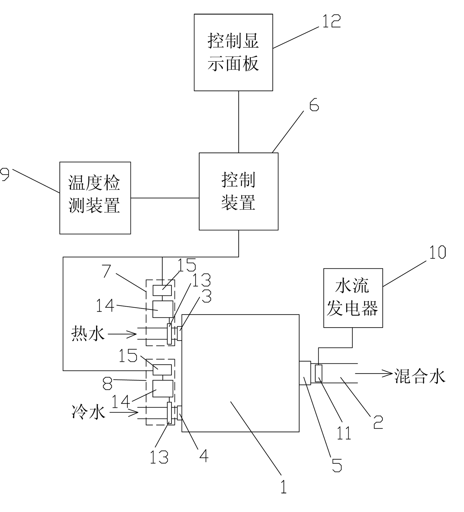 Electronic thermostatic water tap device