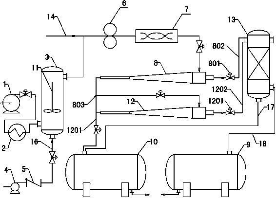 An oil-water separation device and process for oilfield acidizing fracturing fluid