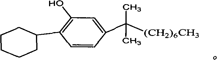 2-cyclohexyl-5-(1,1- dimethyl octyl) phenol and synthesizing method thereof