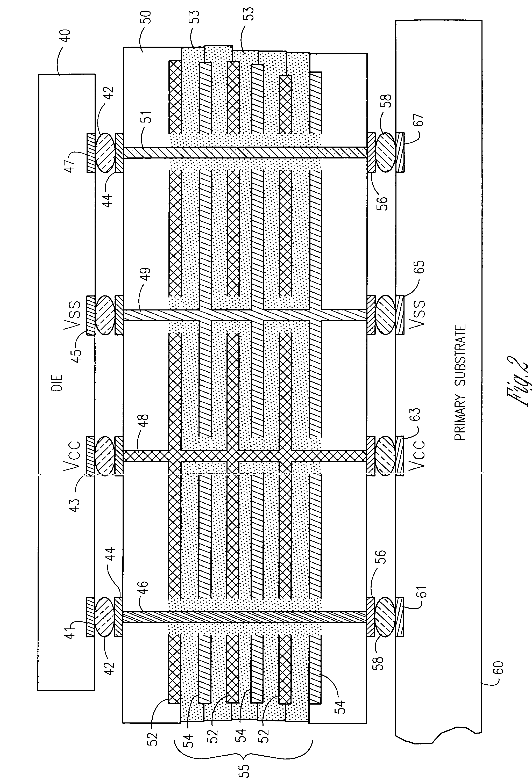 Electronic assemblies and systems comprising interposer with embedded capacitors