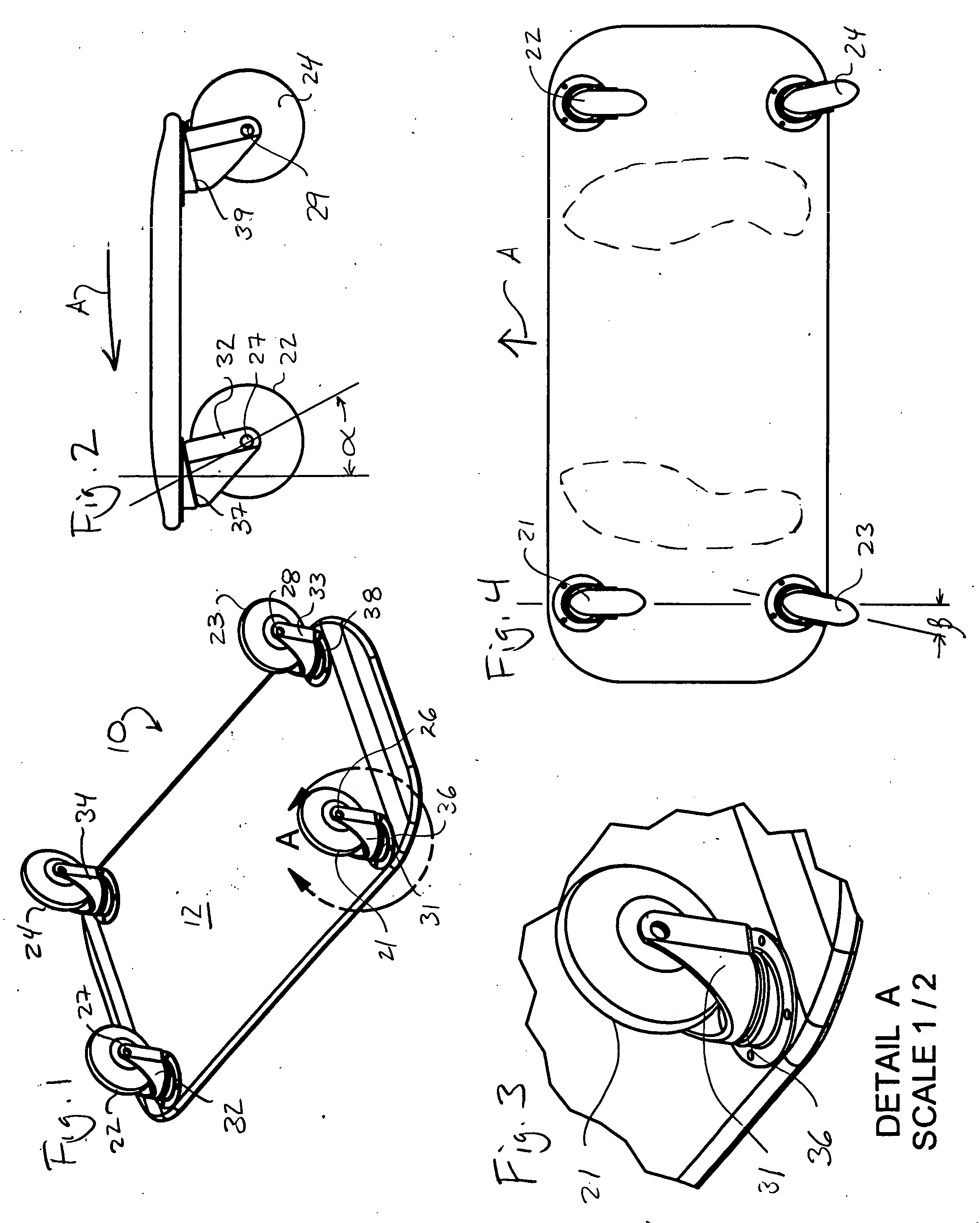 Side movement propelled wheeled recreational device