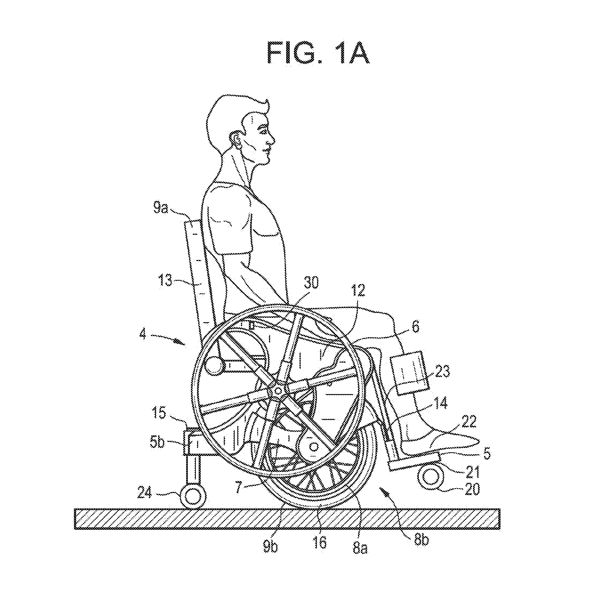 Mobile manual standing wheelchair