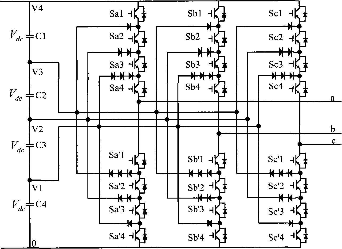 Single-phase circuit topology structure for clamp multi-level converter