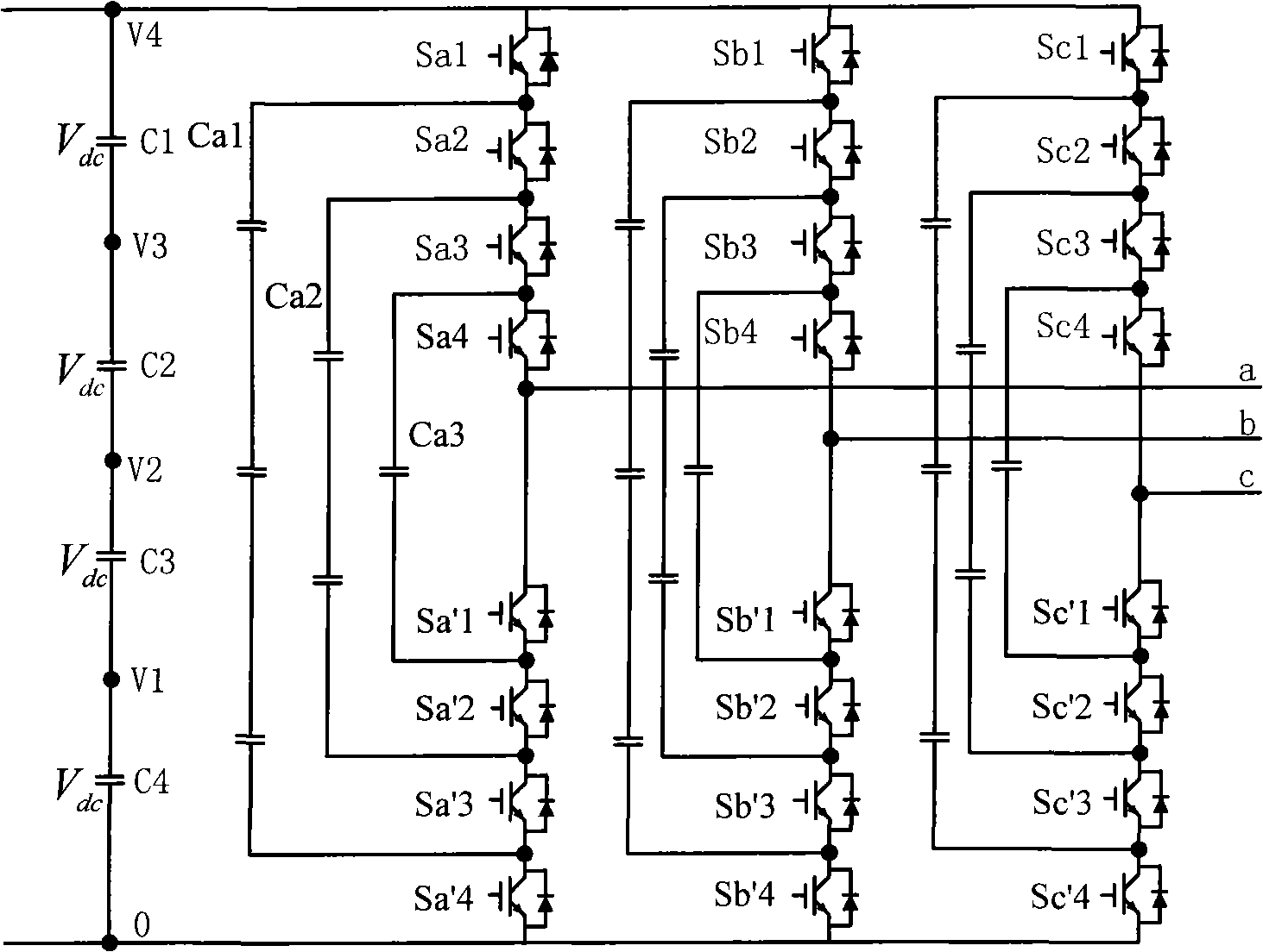 Single-phase circuit topology structure for clamp multi-level converter