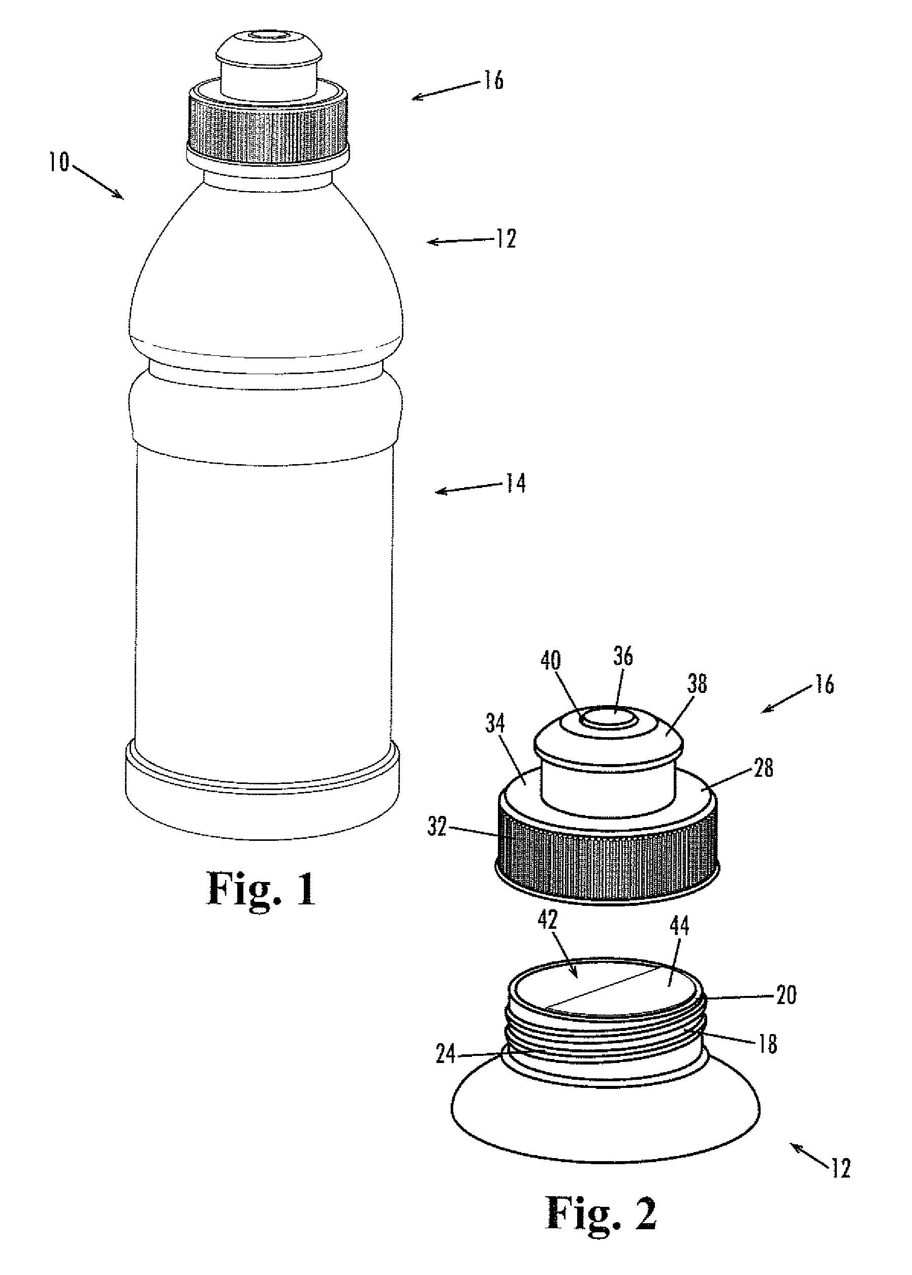 Nutritive substance delivery container