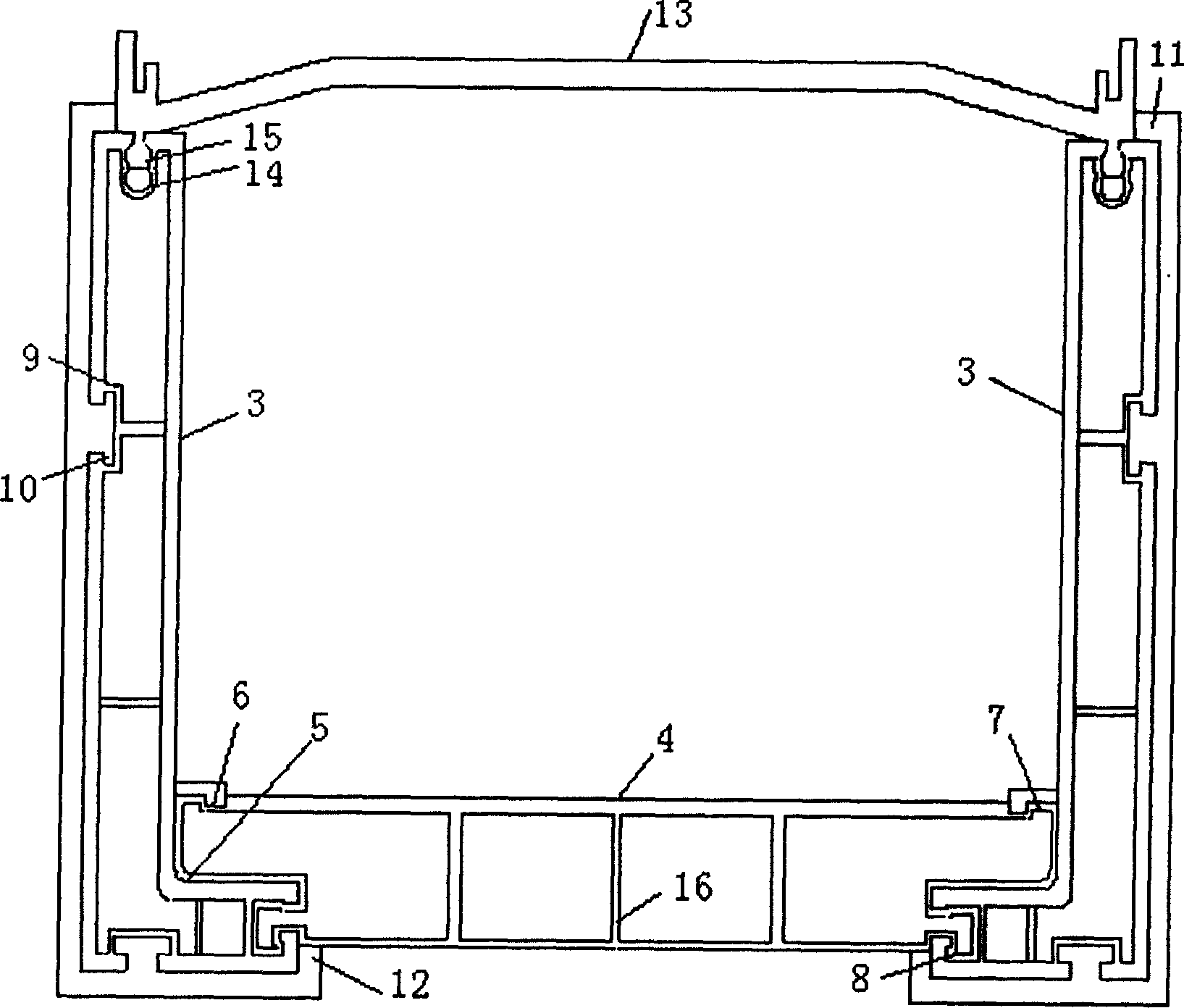 Plastic cable bridge-carriage jointing structure