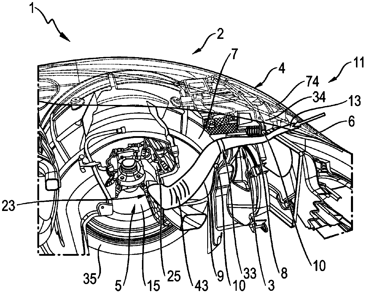 A vehicle component structure and a motor vehicle