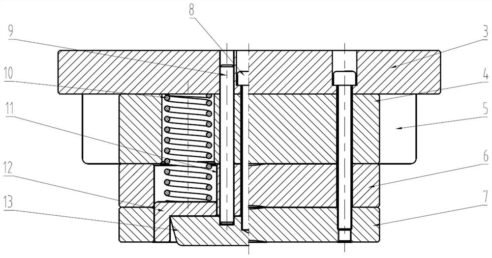 Solid rocket engine jet pipe blanking cap blanking die