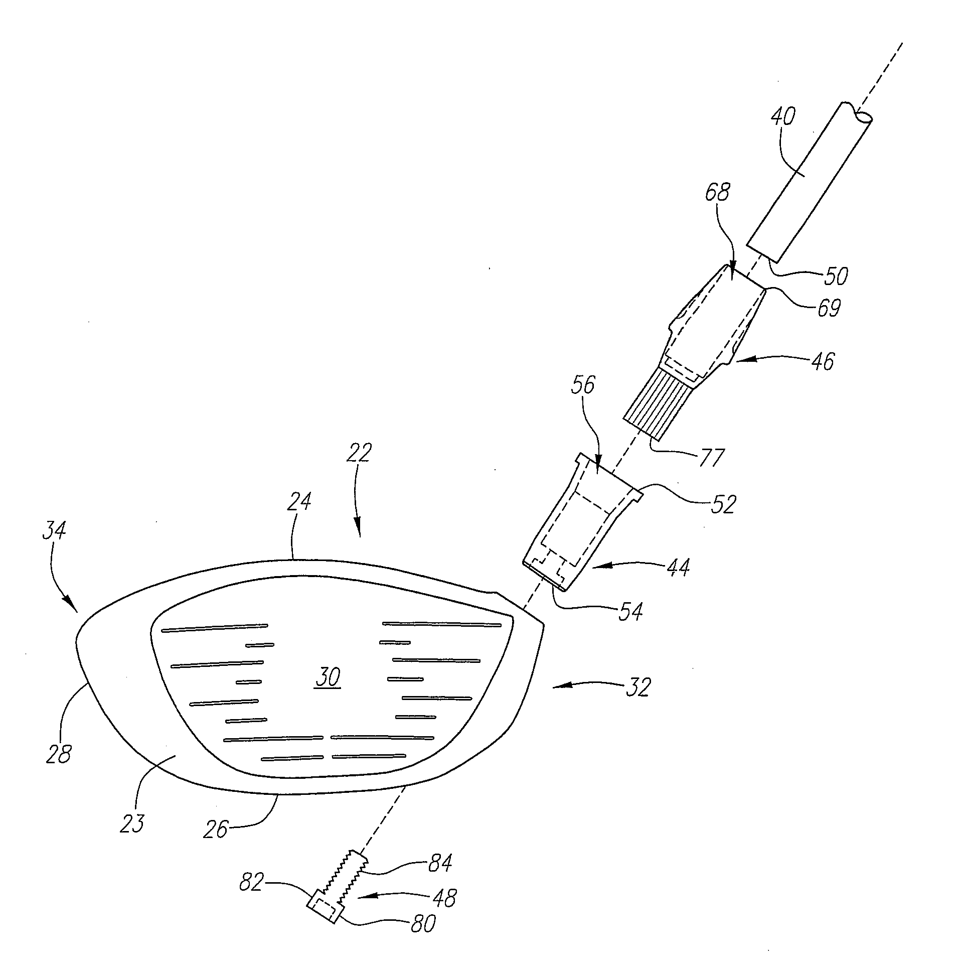 Golf Club with Interchangeable Head-Shaft Connection