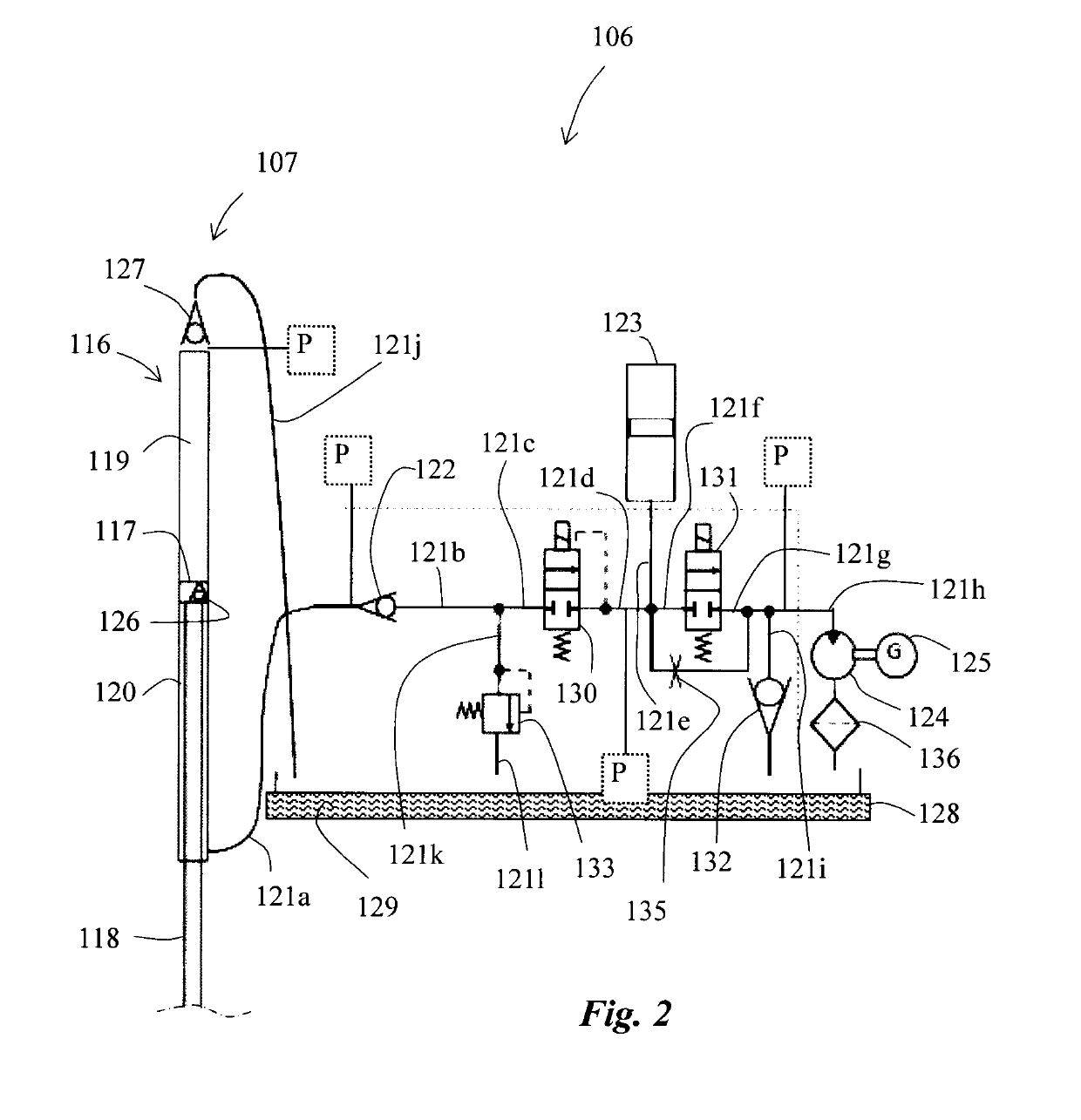 Wave energy converter with a differential cylinder