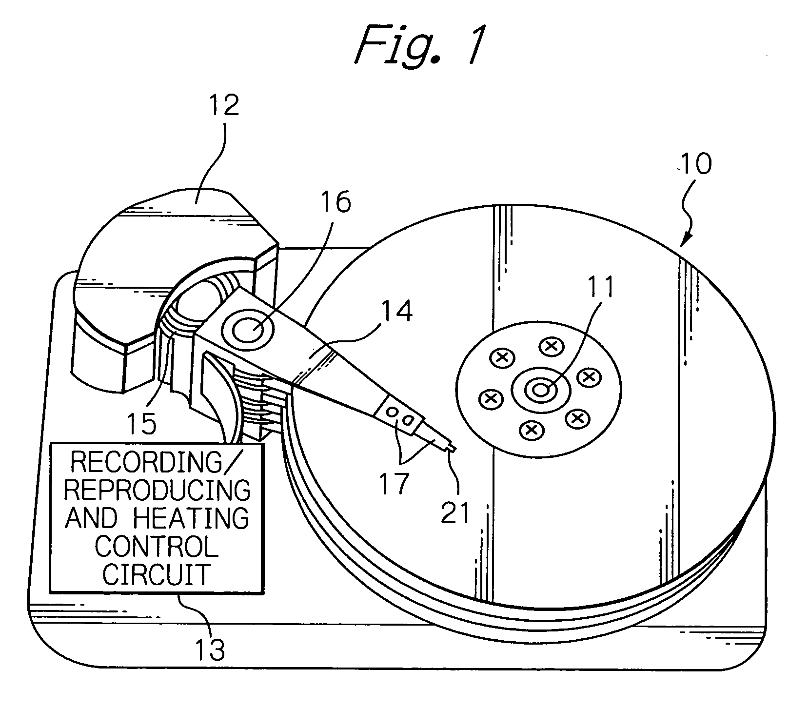 Thin-film magnetic head with heating element and heatsink