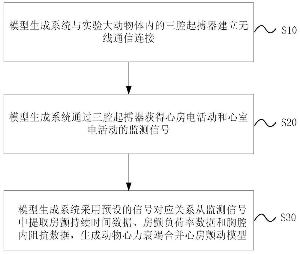 Method and system for generating animal heart failure and atrial fibrillation combined model