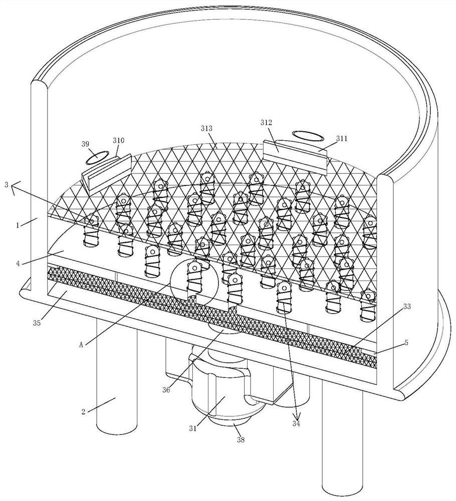 Anti-printing and dyeing pulped block attaching-based hollowed-out braided fabric printing and dyeing device