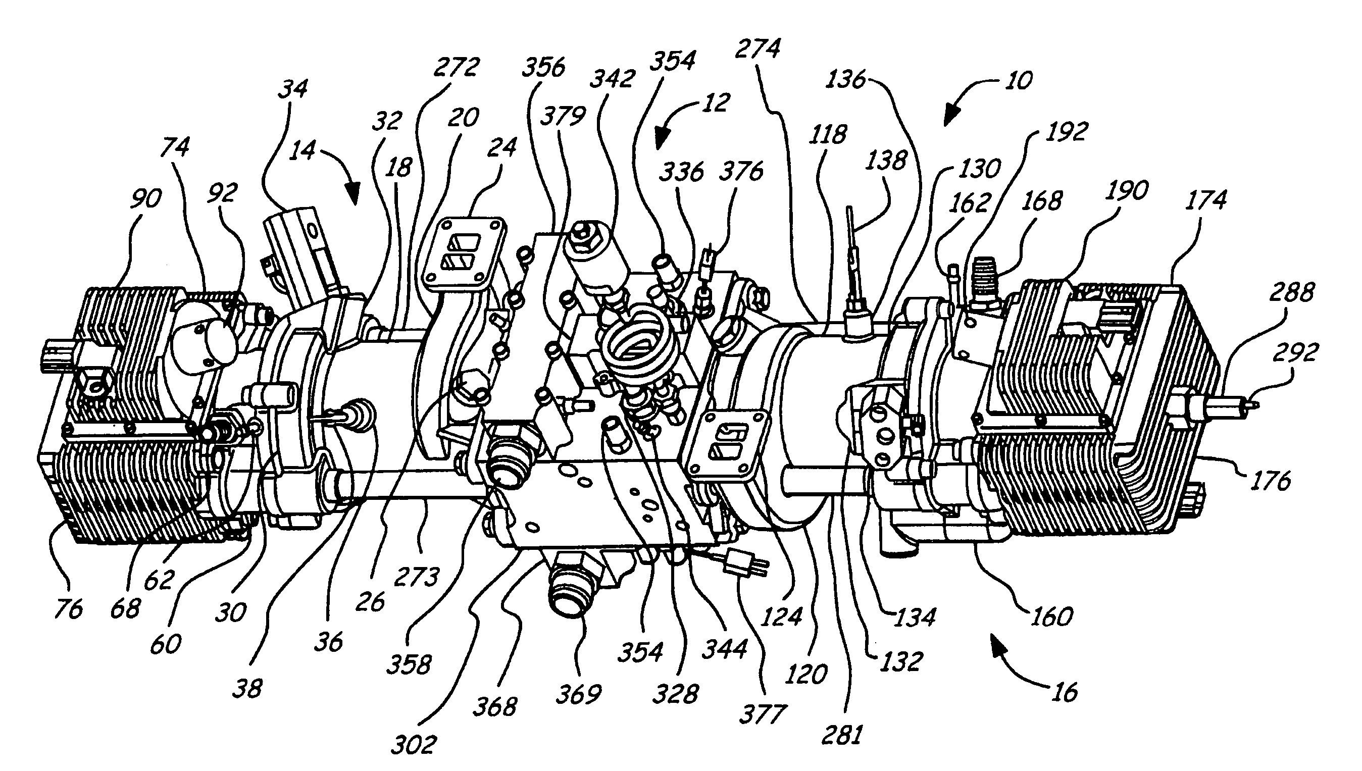 Hydraulic synchronizing coupler for a free piston engine