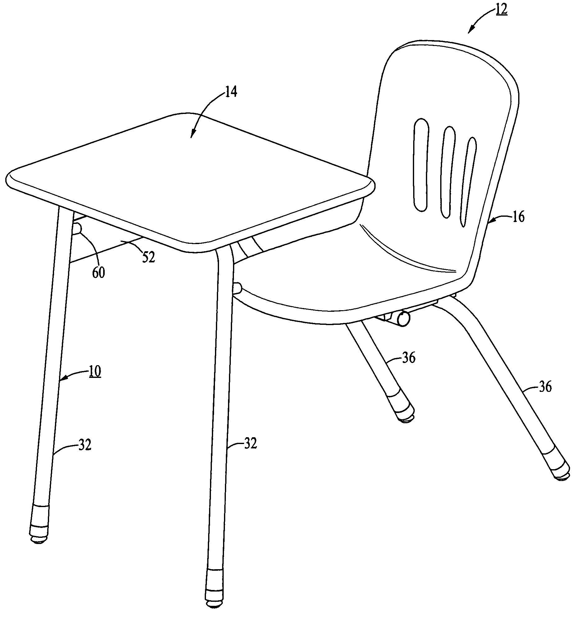 Stackable chair-desk frame