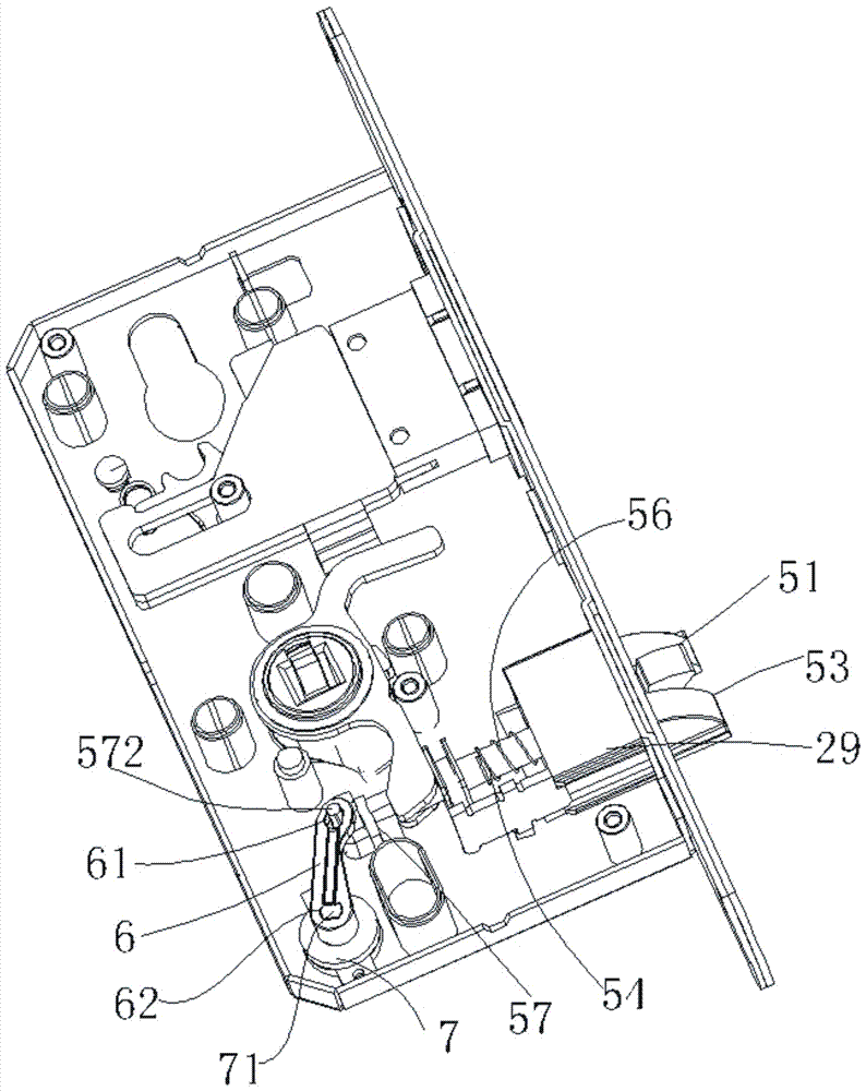 Lock body inclined tongue buffer structure