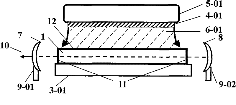 Self-frequency doubling laser with function of single beam laser output or linear laser output