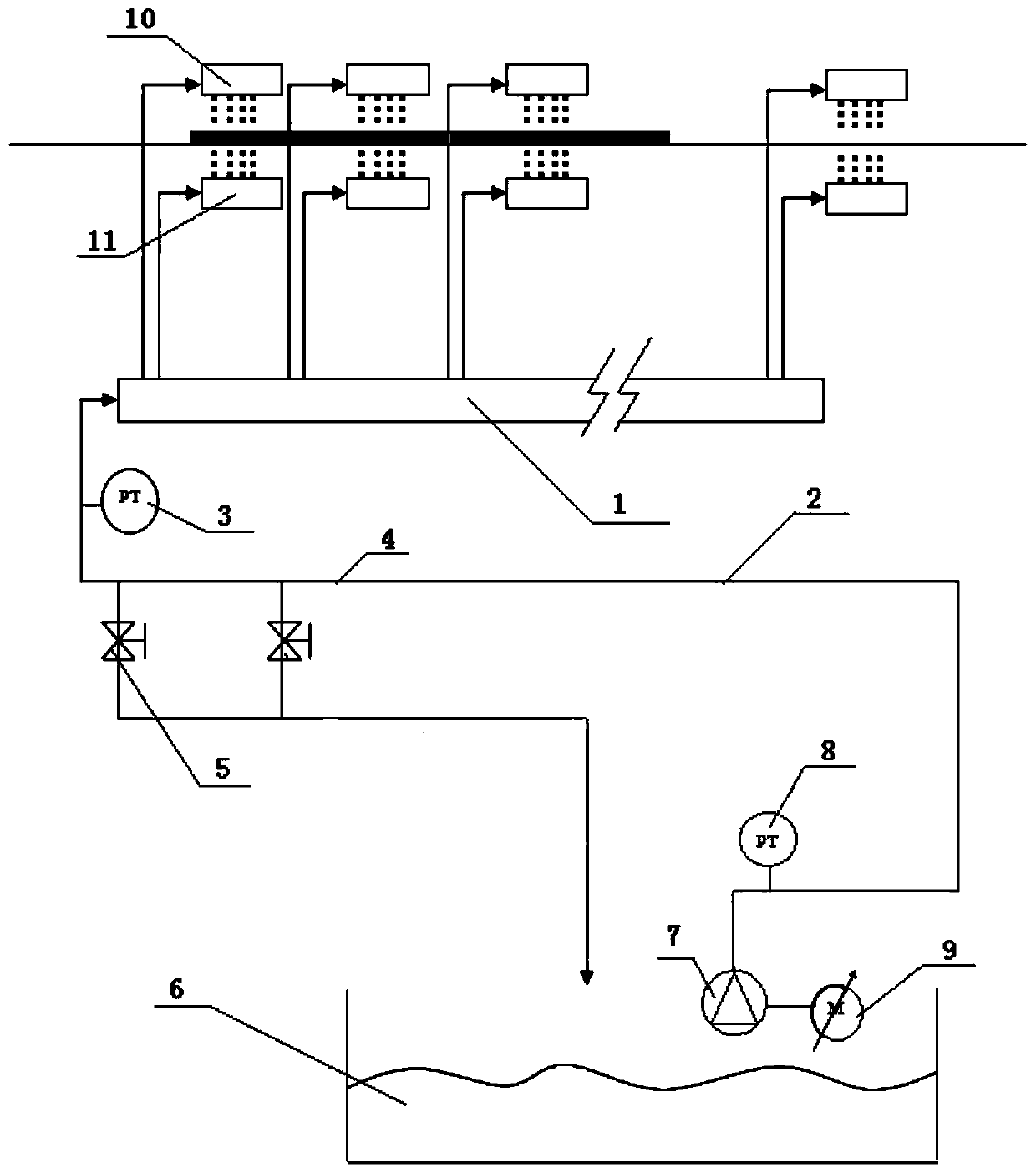 Pressure stabilizing and water supplying device for thick plate after-rolling cooling system high-pressure section and method thereof