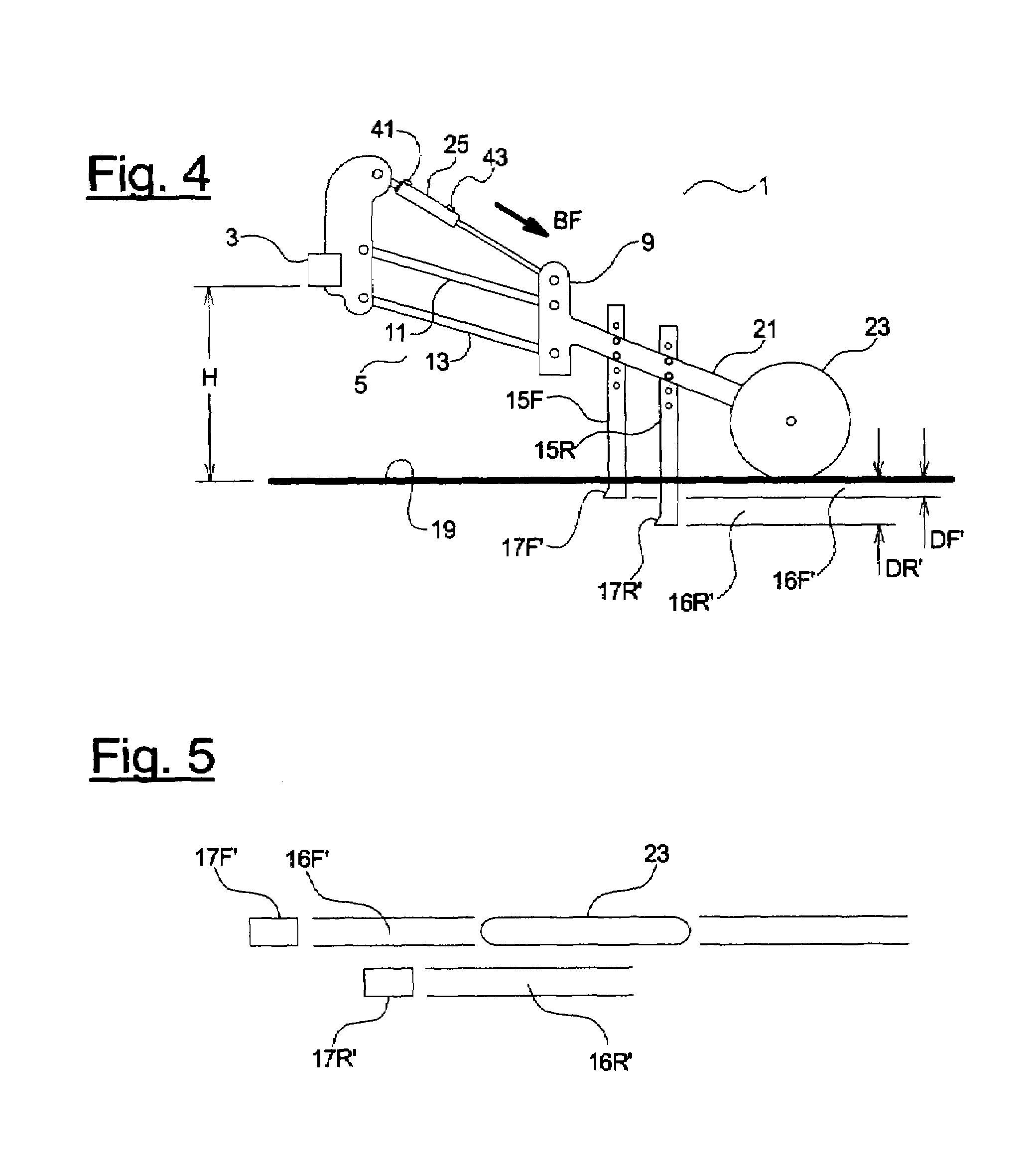 Parallel link trailing arm for seeders