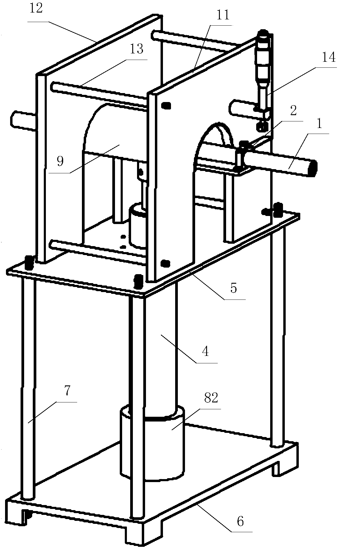 Flute-shaped tube jet flow impingement curved surface heat exchange test device