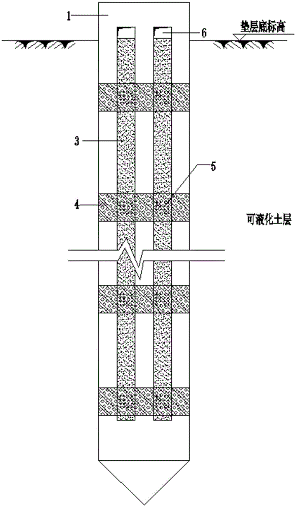 Liquefaction-resisting prefabricated concrete square drainage pile