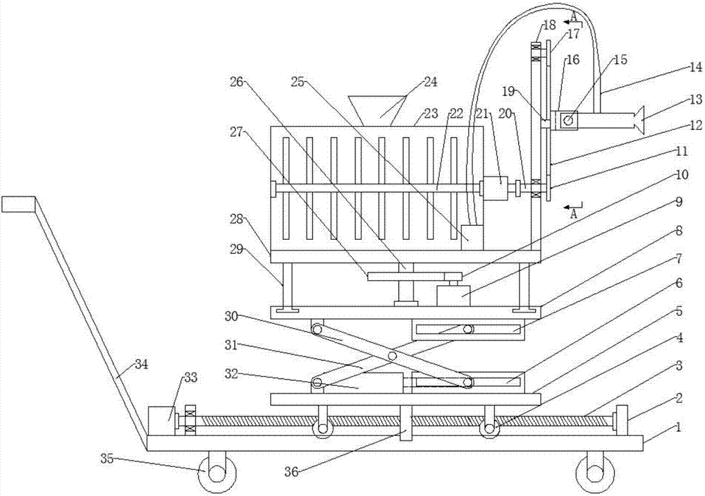 Building construction wall body spraying device