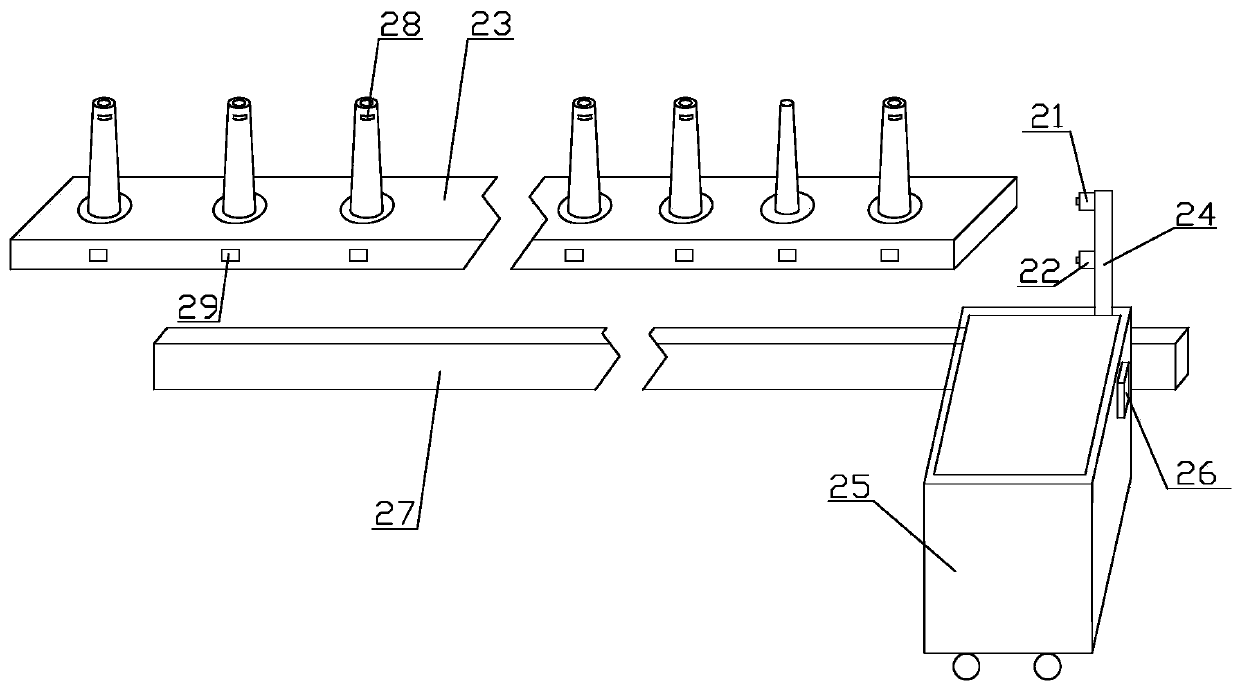 Automatic tracing and positioning system for falling-behind spindles corresponding to spun yarn and bobbin linkage defected yarn tubes