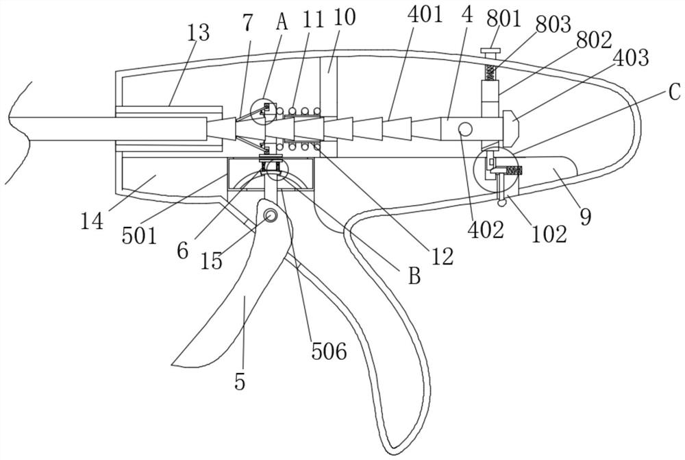 Linear cutting anastomat with percussion driving connecting mechanism