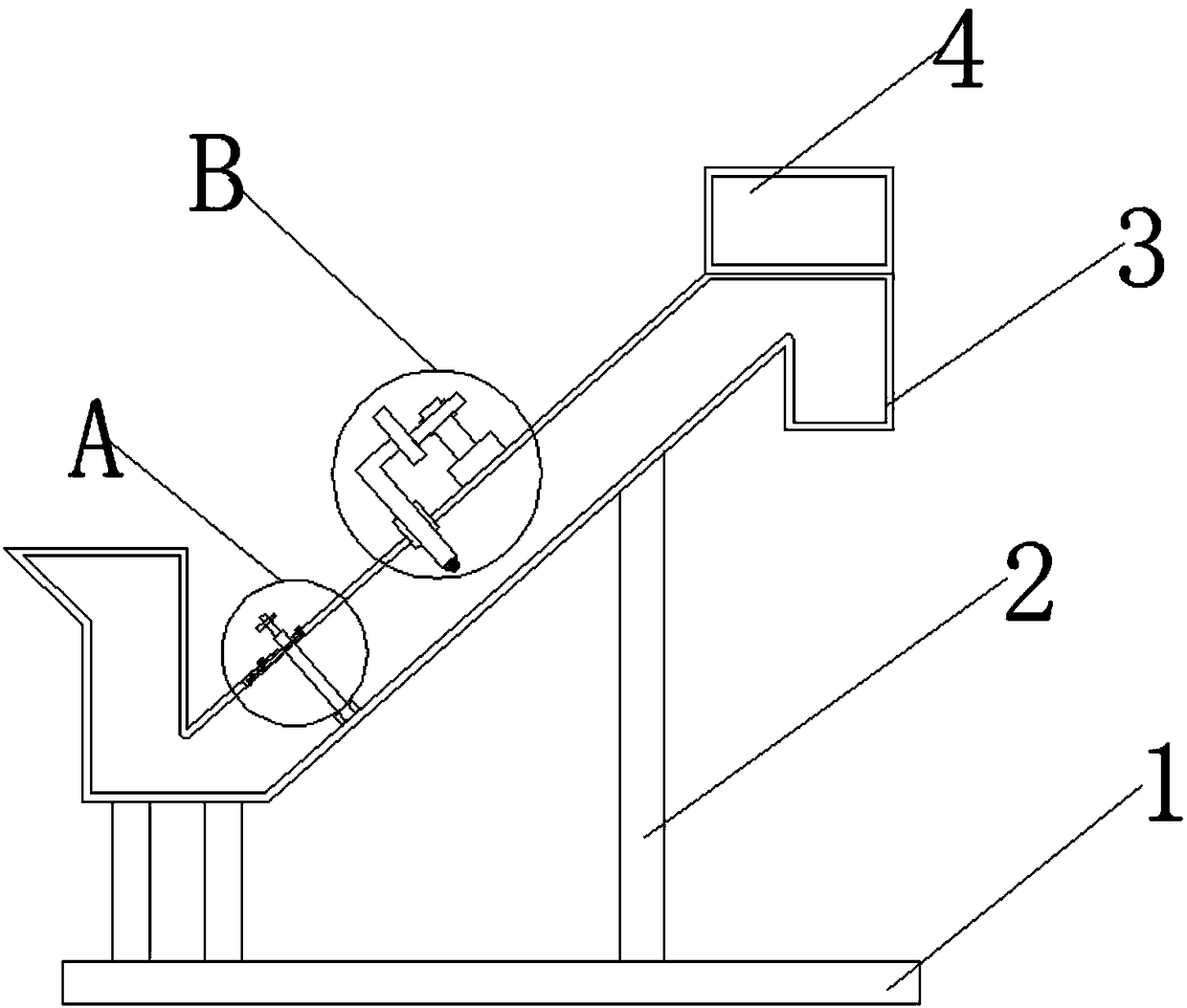 Iron removing and feeding device for wood powder grinding and processing