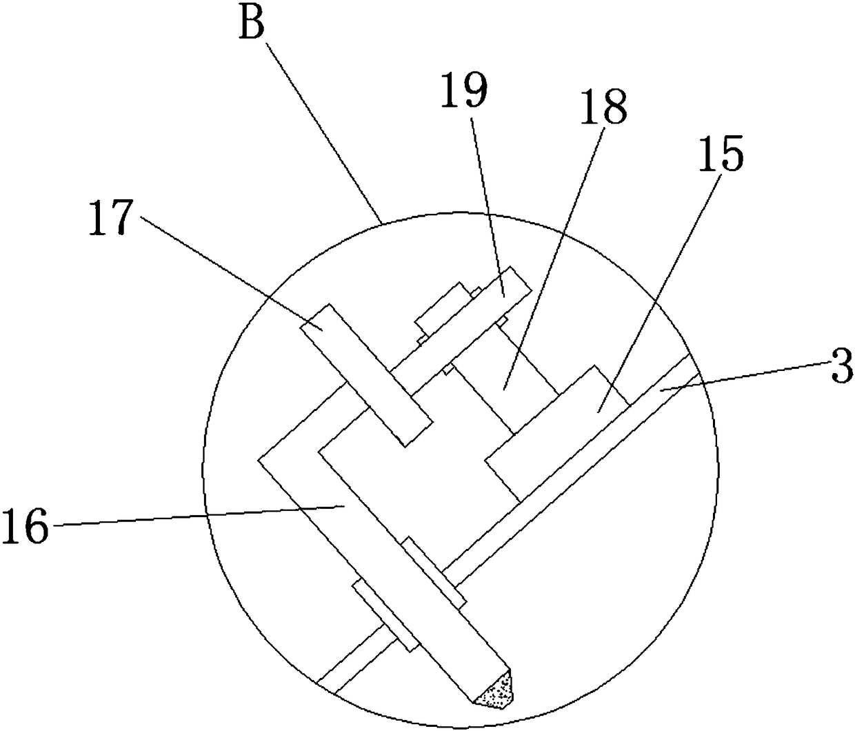 Iron removing and feeding device for wood powder grinding and processing