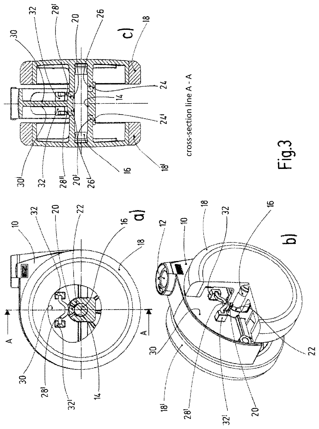 Caster with braking device